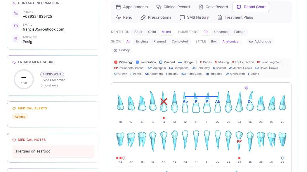 DentalView clinical chart